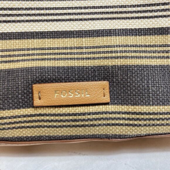 Fossil Talia Hobo Shoulder Bag Crossbody Purse Tan Stripe SHB2778558 Retail $228 - Picture 3 of 14